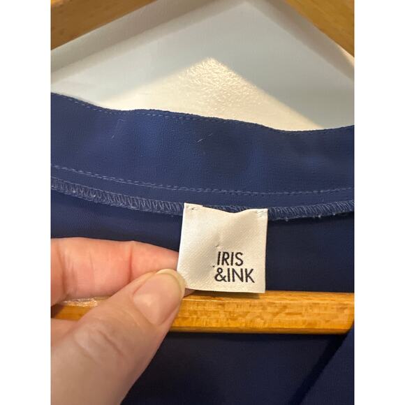 Iris & Ink Navy V-Neck Shift Dress Size 12 Work Office Career Dress - Picture 5 of 13